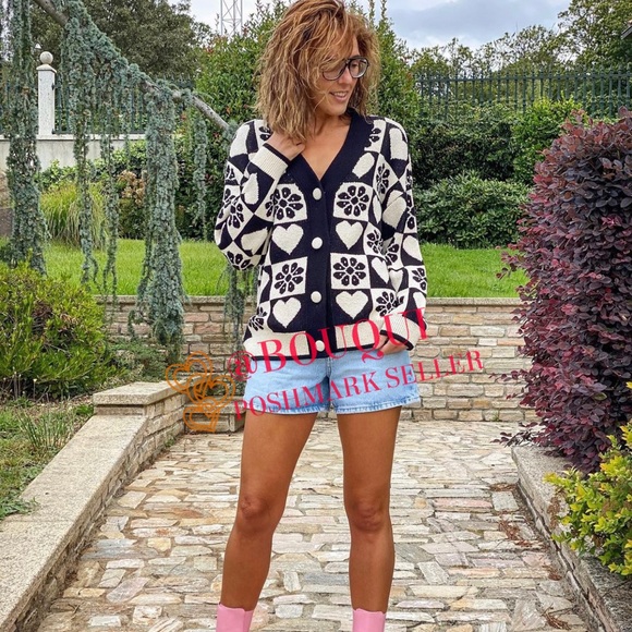 BLOGGERS FAV ZARA V-NECK KNIT JACQUARD JACKET CARDIGAN - Picture 14 of 15